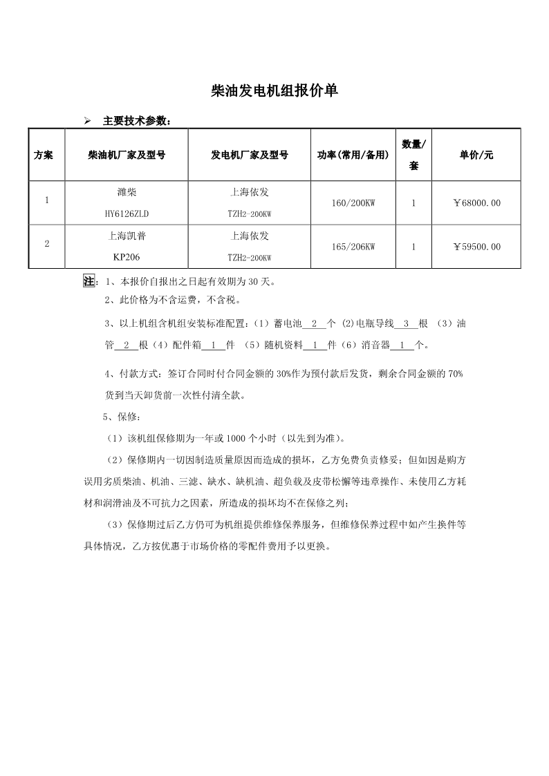 发电机价格表概览与影响因素深度解析